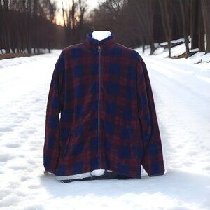 Antartex Sweater Mens Large Red Blue Full Zip Warm Vintage Jacket